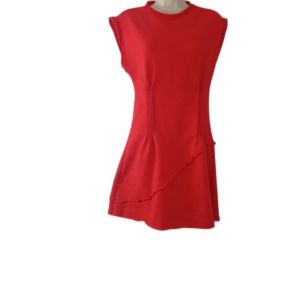 Anthropologie Daily Practice Womens Mini Sweatshirt Dress Red Knit Burnout XS - Picture 1 of 3